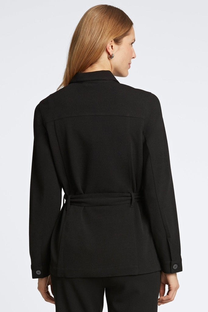 Stella Knit Crepe Long Sleeve Belted Jacket