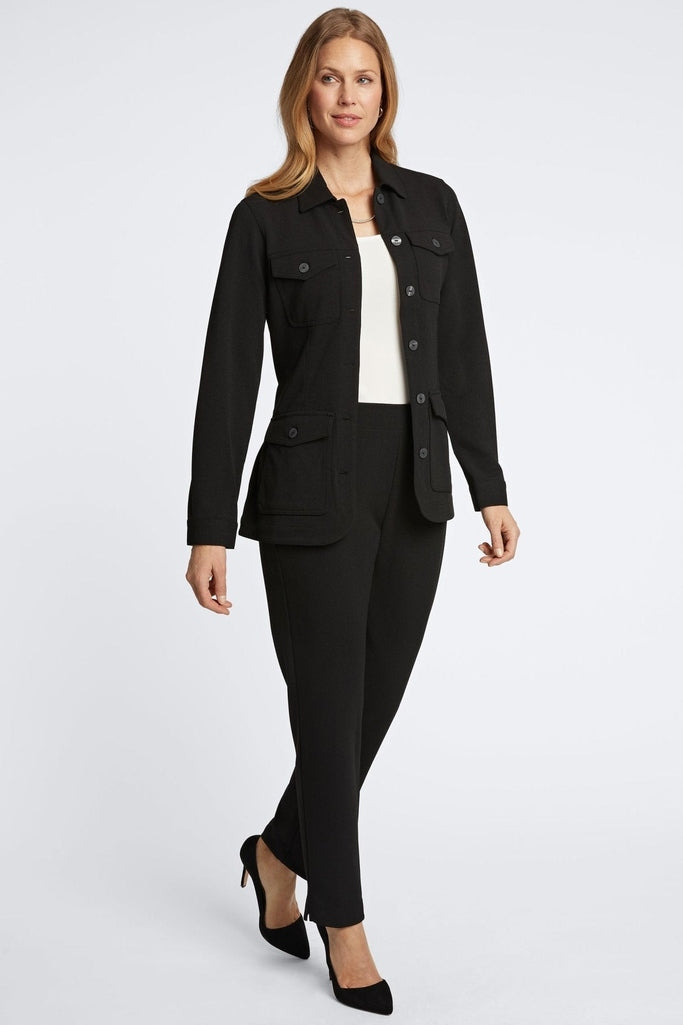 Stella Knit Crepe Long Sleeve Belted Jacket