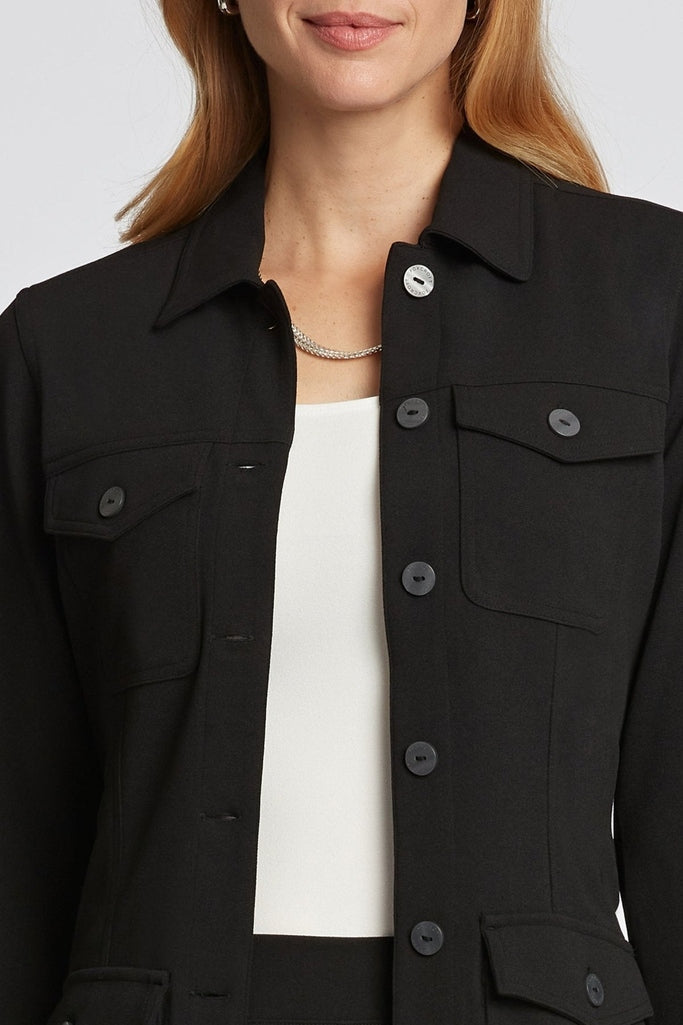 Stella Knit Crepe Long Sleeve Belted Jacket