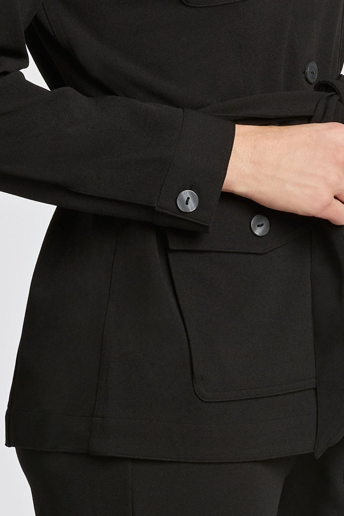 Stella Knit Crepe Long Sleeve Belted Jacket