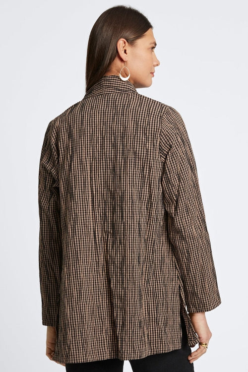 Alana Mini Gingham Crinkle Long Sleeve Jacket