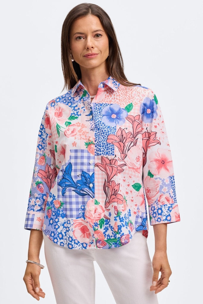 June Plus Springtime Collage 3/4 Sleeve Shirt