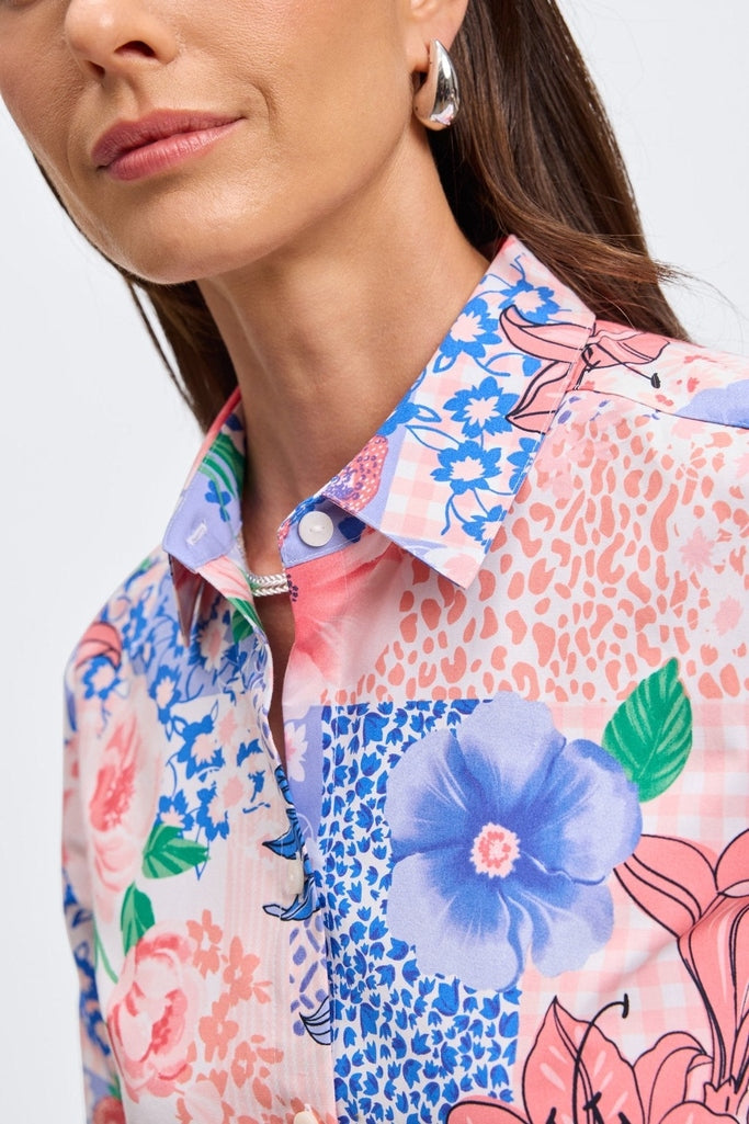 June Plus Springtime Collage 3/4 Sleeve Shirt