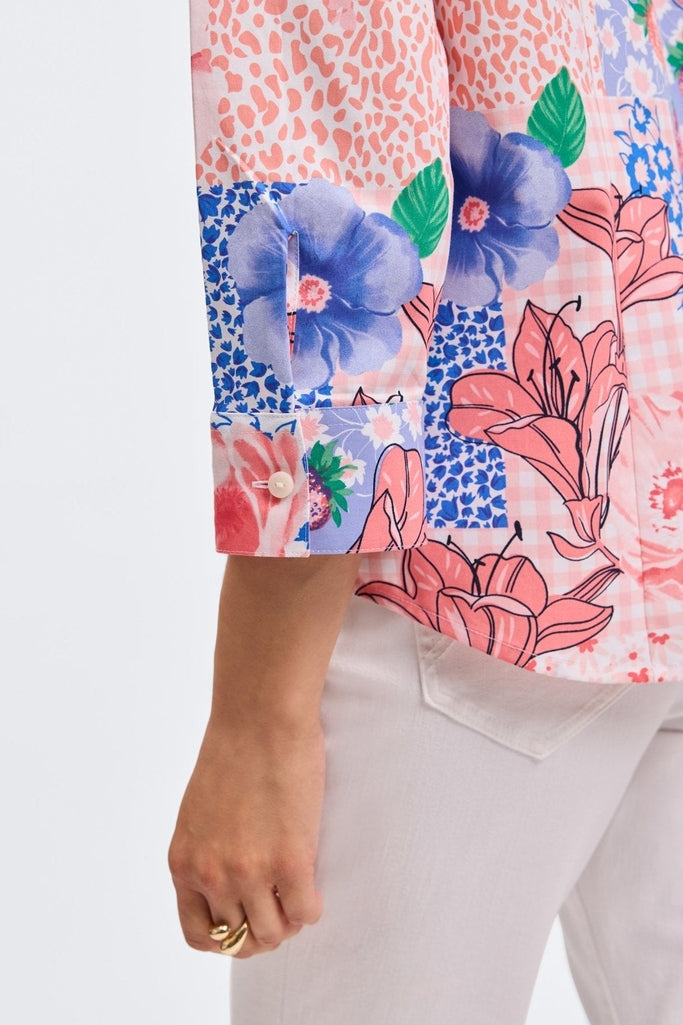 June Plus Springtime Collage 3/4 Sleeve Shirt