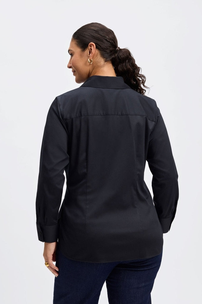 Sabine Plus Stretch Matte Sateen Tie Long Sleeve Shirt