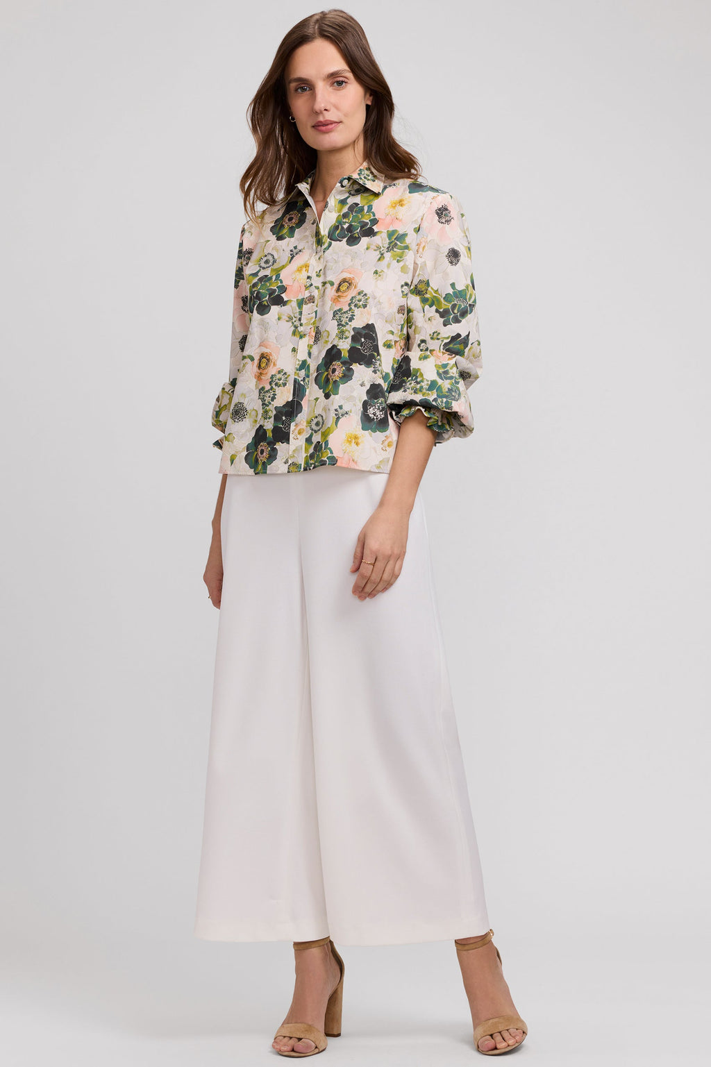 Vivienne Painted Bouquet Long Sleeve Short Shirt
