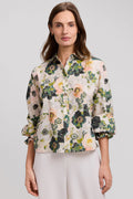 Vivienne Painted Bouquet Long Sleeve Short Shirt