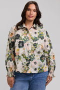 Vivienne Plus Painted Bouquet Long Sleeve Short Shirt