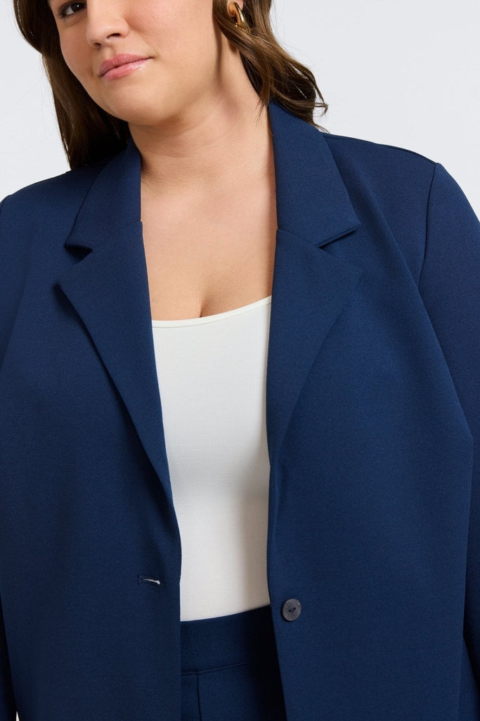Morgan Plus Knit Crepe Long Sleeve Blazer