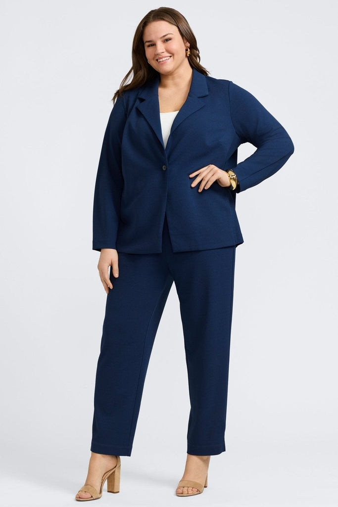 Morgan Plus Knit Crepe Long Sleeve Blazer