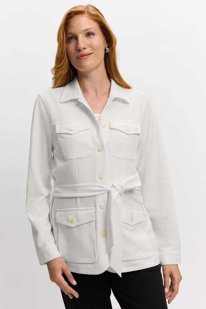 Stella Knit Crepe Long Sleeve Belted Jacket