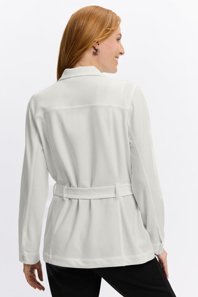 Stella Knit Crepe Long Sleeve Belted Jacket